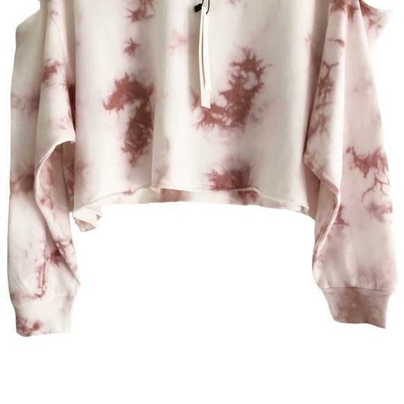 Mustard Seed Tie Dye Cream Pink Cold Shoulder Sweatshirt Size Small NWT - Picture 7 of 9